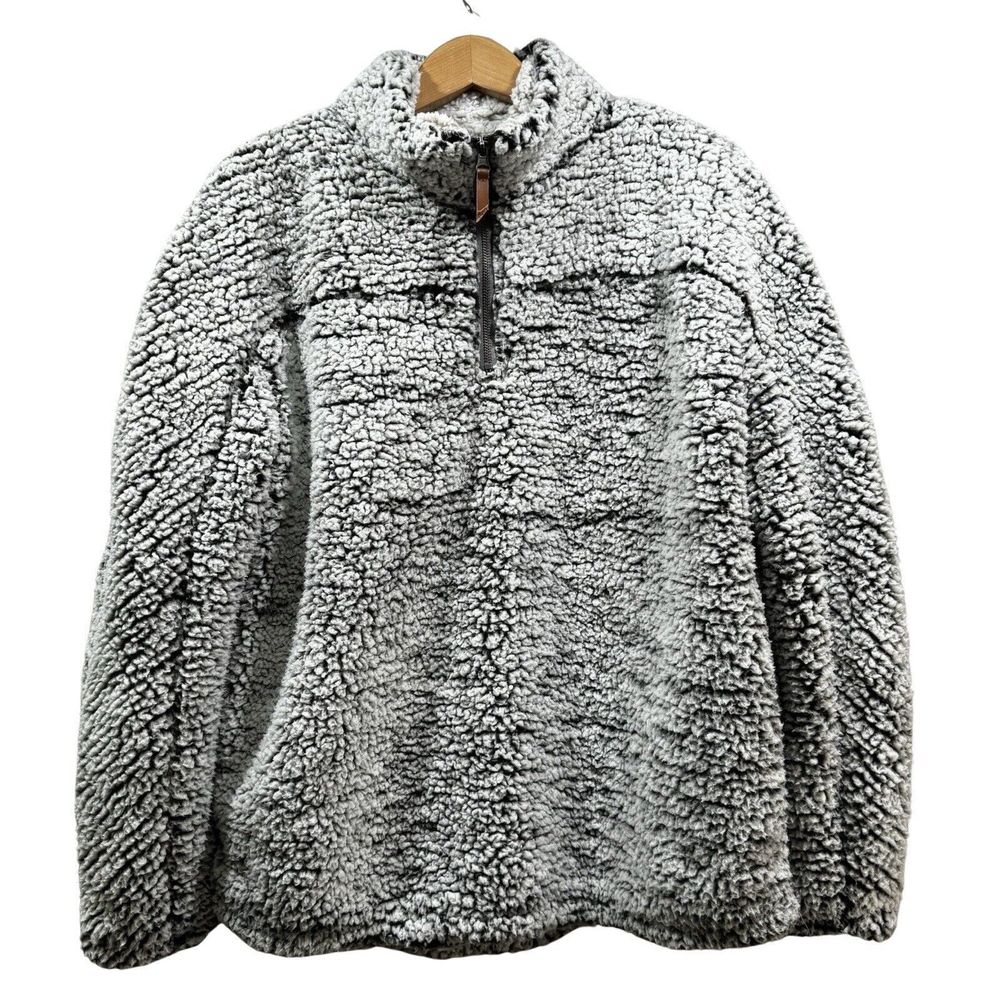 THREAD & SUPPLY Women's L Charcoal Teddy Sherpa 1/4 Zip Lined Pullover Sweater